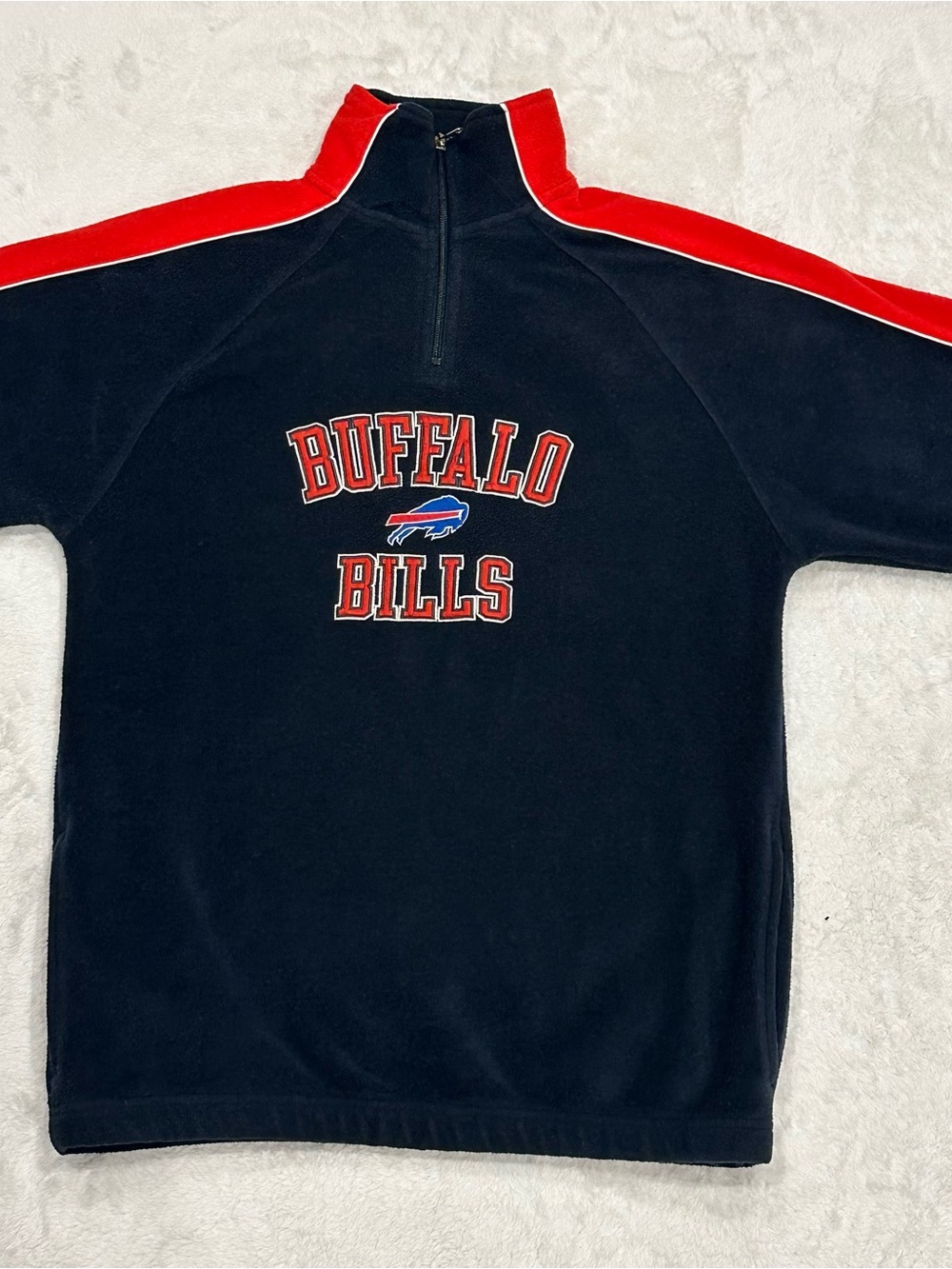 Vintage Reebok Buffalo Bills 1/4 Zip Fleece Pullover Jacket Youth XL Y2K NFL